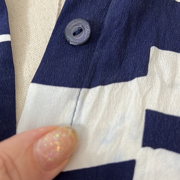 Trina Turk 100% silk indigo white geometric print button down maxi shirt dress - Picture 9 of 11